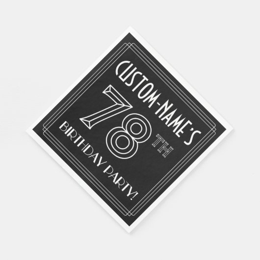 78e verjaardag: Art Deco Style + aangepaste naam Servet (Hoek)