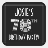 78e verjaardag: Art Deco Style en aangepaste naam Vierkante Sticker (Voorkant)