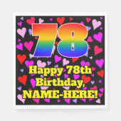 78e verjaardag: Beeldende hartenpatronen, regenboo Servet (Voorkant)