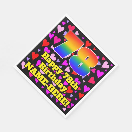 78e verjaardag: Beeldende hartenpatronen, regenboo Servet (Hoek)