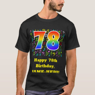 78e verjaardag: Colorful Music Symbols, Rainbow 78 T-shirt