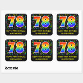 78e verjaardag: Colorful Music Symbols, Rainbow 78 Vierkante Sticker (Vel)