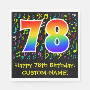 78e verjaardag - Colorful Music Symbols, Rainbow 7 Servet