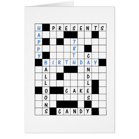 78e verjaardag, Crossword Puzzle (Voorkant)