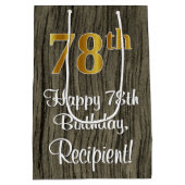 78e verjaardag: Elegant Faux Gold Look #, Faux Woo Medium Cadeauzakje (Achterkant)