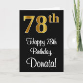 78e verjaardag ~ Elegant Luxe Faux Gold Look # Kaart (Voorkant)