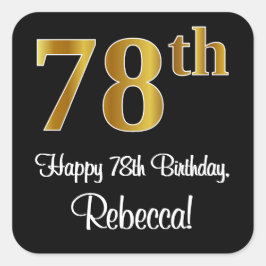 78e verjaardag - Elegant luxe Faux Gold-look # Vierkante Sticker