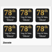 78e verjaardag - Elegant luxe Faux Gold-look # Vierkante Sticker (Vel)