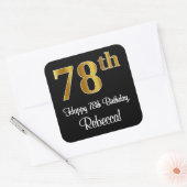 78e verjaardag - Elegant luxe Faux Gold-look # Vierkante Sticker (Envelop)