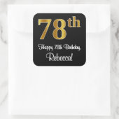 78e verjaardag - Elegant luxe Faux Gold-look # Vierkante Sticker (Tas)