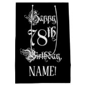 78e verjaardag: Fancy, elegant script + aangepaste Medium Cadeauzakje (Achterkant)