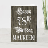 78e verjaardag: Fancy, elegante tekst; Faux Hood l Kaart (Voorkant)