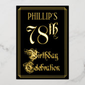 78e verjaardag — Fancy script en aangepaste naam Folie Uitnodiging (Voorkant)