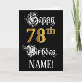 78e verjaardag — Fancy script; Faux Gold Kijk; naa Kaart (Voorkant)