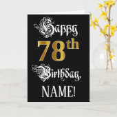 78e verjaardag — Fancy script; Faux Gold Kijk; naa Kaart (Gele Bloem)