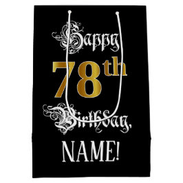 78e verjaardag ~ Fancy script; Faux Gold look; naa Medium Cadeauzakje