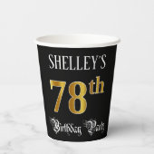 78e verjaardag — Fancy script, Faux Gold look Papieren Bekers (Achterkant)