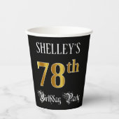 78e verjaardag — Fancy script, Faux Gold look Papieren Bekers (Voorkant)