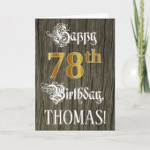 78e verjaardag: Faux Gold Kijk + Faux-houtpatroon Kaart (Voorkant)