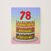 78e verjaardag: Fun Cake and Candles + Custom Name Legpuzzel (Verticaal)