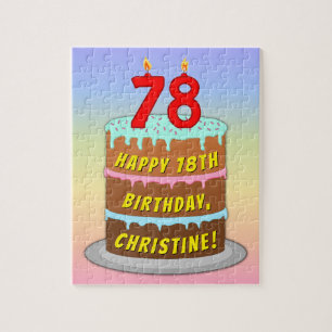 78e verjaardag: Fun Cake and Candles + Custom Name Legpuzzel