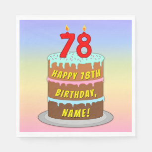 78e verjaardag: Fun Cake and Candles + Custom Name Servet