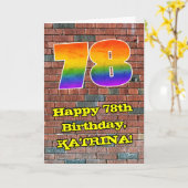 78e verjaardag: Fun Graffiti-geïnspireerde regenbo Kaart (Gele Bloem)