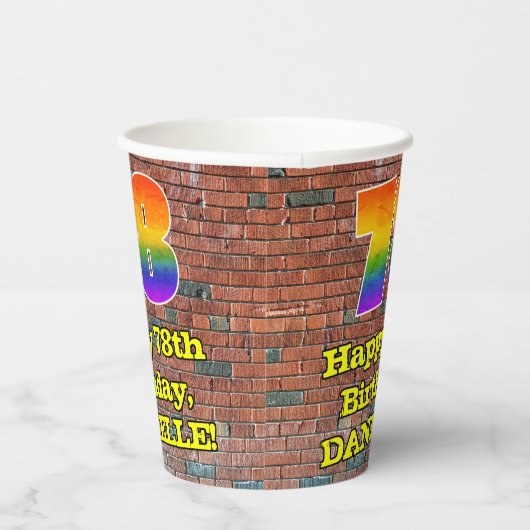 78e verjaardag: Fun Graffiti-geïnspireerde regenbo Papieren Bekers (Rechts)
