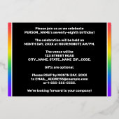 78e verjaardag: Fun, kleurrijk regenboogpatroon Folie Uitnodiging (Achterkant)