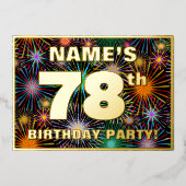 78e verjaardag — Fun, kleurrijke Fireworks look Folie Uitnodiging (Voorkant)