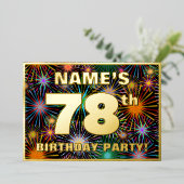 78e verjaardag — Fun, kleurrijke Fireworks look Folie Uitnodiging (Staand Voorkant)