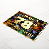 78e verjaardag — Fun, kleurrijke Fireworks look Folie Uitnodiging (Gedraaid)