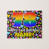 78e verjaardag — Fun, liefhebbende hartvormen + "7 Legpuzzel (Horizontaal)