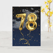 78e verjaardag Gold Mylar ballon en Confetti Card Kaart (Gele Bloem)