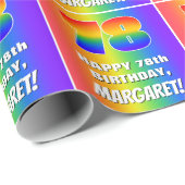 78e verjaardag: kleurrijk, vun regenboogpatroon #  cadeaupapier (Rol Hoek)