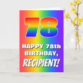 78e verjaardag: kleurrijk, vun regenboogpatroon #  kaart (Gele Bloem)