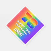 78e verjaardag: kleurrijk, vun regenboogpatroon #  servet (Hoek)