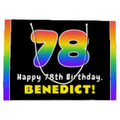 78e verjaardag: kleurrijke regenboog # 78, aangepa groot cadeauzakje (Achterkant)
