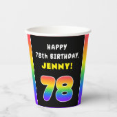 78e verjaardag: kleurrijke regenboog # 78, aangepa papieren bekers (Voorkant)