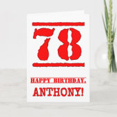 78e verjaardag: Leuk, Rood Rubber Stamp geïnspiree Kaart (Voorkant)