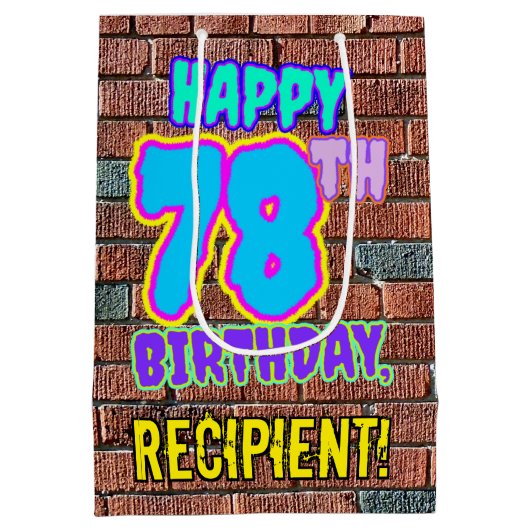 78e verjaardag: Leuk, Urban Graffiti geïnspireerd Medium Cadeauzakje (Achterkant)