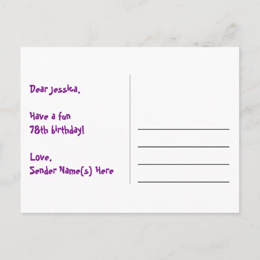 78e Verjaardag – Leuke Vuurwerk Patroon + Regenboo Briefkaart (Achterkant)