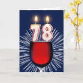 78e verjaardag met wijn en kaarsen kaart (Gele Bloem)