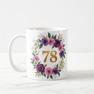 78e Verjaardag Mok – Bloemenkrans met gouden numme