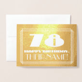 78e verjaardag: Naam + Kunstdeco geïnspireerde loo Folie Kaarten (Voorkant met envelop)