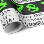 78e verjaardag - Nerdy / Geeky Style "78" en naam Cadeaupapier (Rol Hoek)