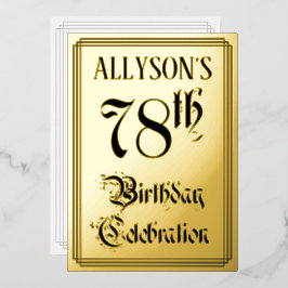 78e verjaardag Partij — Elegant Manuscript + de Na Folie Uitnodiging