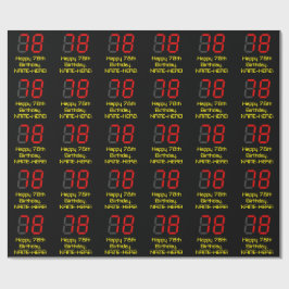 78e verjaardag: Red Digital Clock Style "78" + naa Cadeaupapier