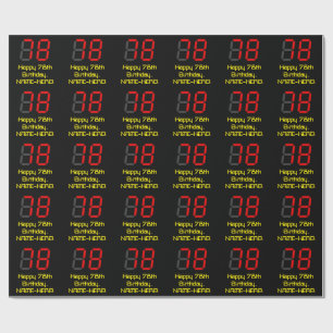 78e verjaardag: Red Digital Clock Style "78" + naa Cadeaupapier