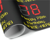 78e verjaardag: Red Digital Clock Style "78" + naa Cadeaupapier (Rol Hoek)